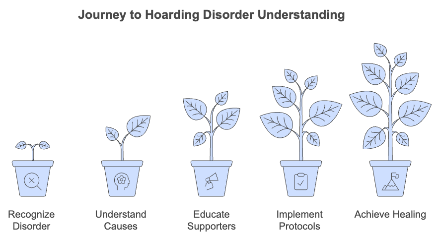 and illustration explaining the Journey to Hoarding Disorder Understanding